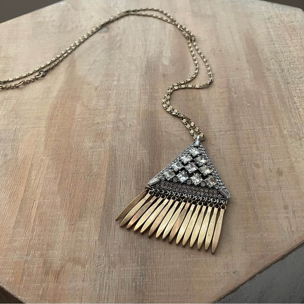 J. Crew Gold and Silver Triangle Pendant Necklace